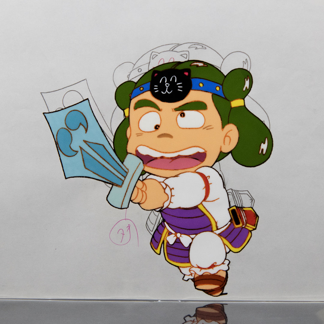 Bikkuriman – Bikkuriman with Sword, Front View – original animation production artwork