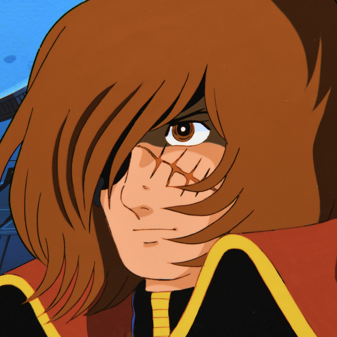 Own a rare Captain Harlock original production anime cel with matching douga and hand-painted background. Includes the studio envelope. Perfect for anime collectors!