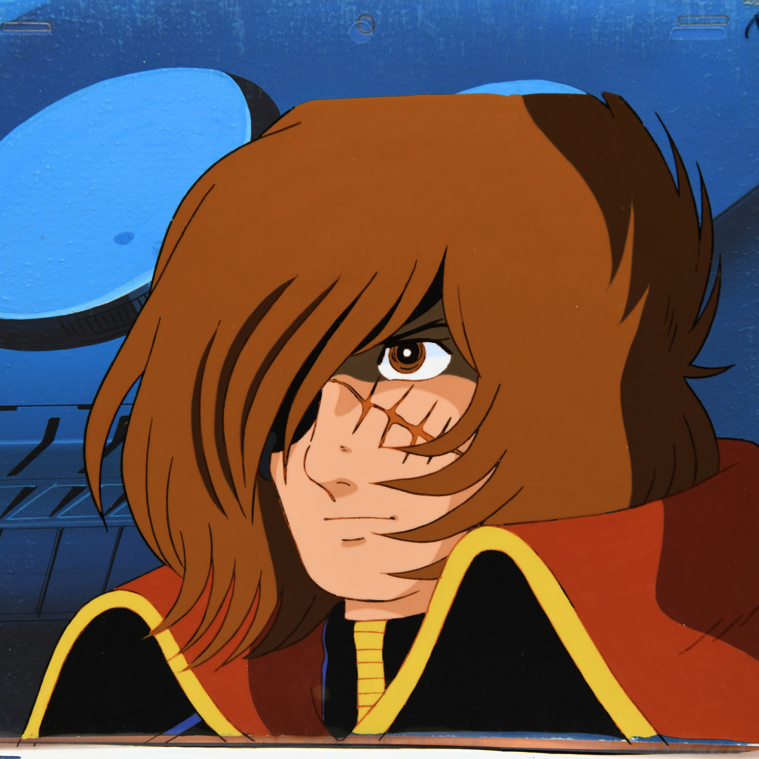Own a rare Captain Harlock original production anime cel with matching douga and hand-painted background. Includes the studio envelope. Perfect for anime collectors!