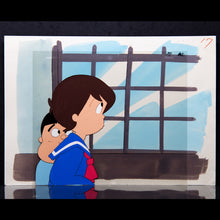 Load image into Gallery viewer, The Gutsy Frog - Hiroshi Kaizuka in Classroom - Original Production Cel Anime + Background