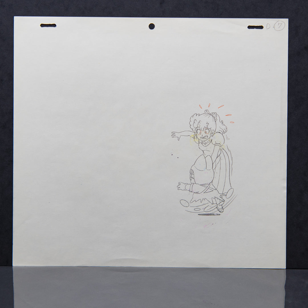 Dr. Slump – Arale Running with Akane – original animation production artwork – detail 5