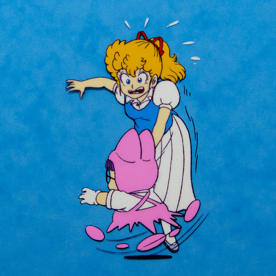Dr. Slump – Arale Running with Akane – original animation production artwork