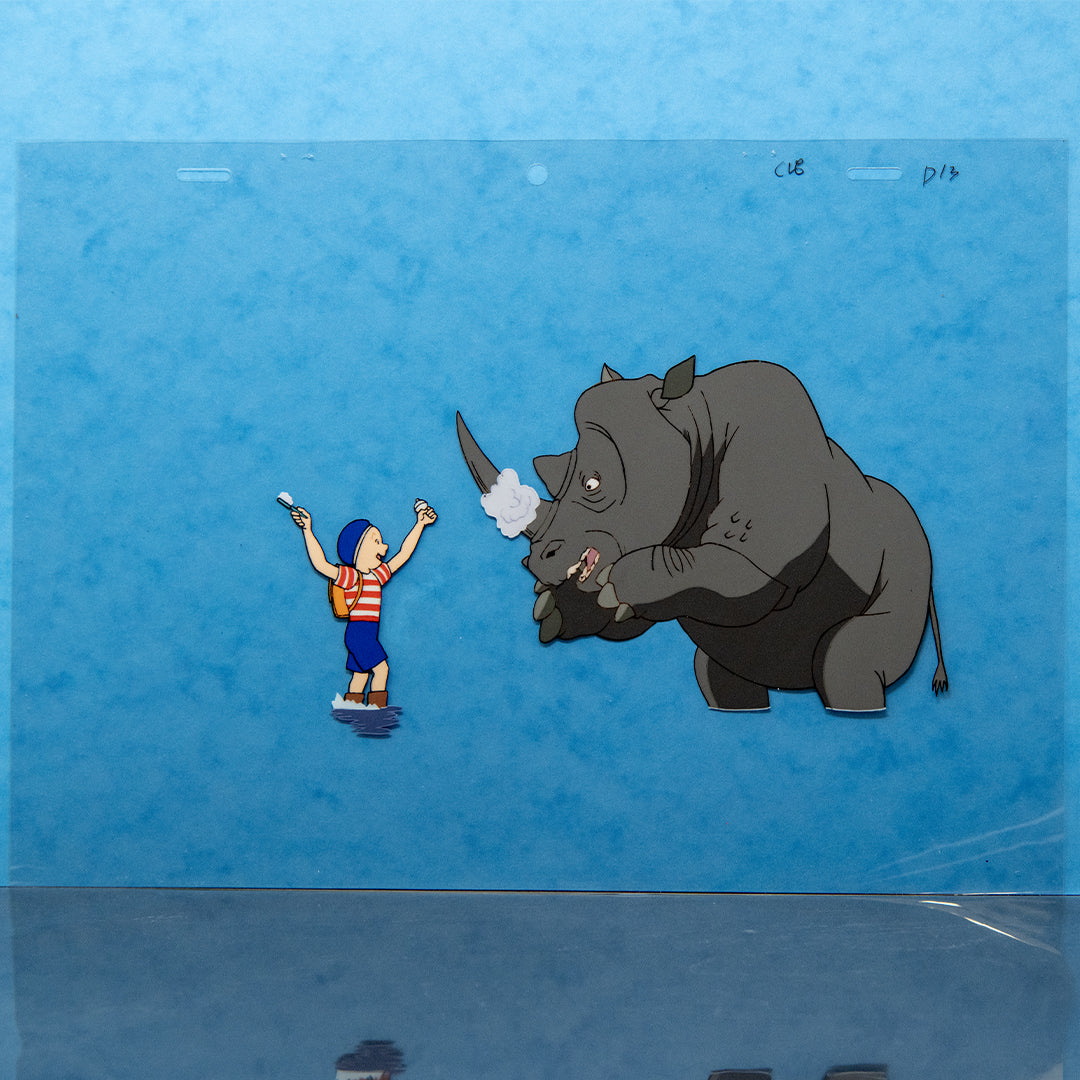 Elmer Elevator and rhinoceros original hand-painted production cel from My Father’s Dragon 1997
