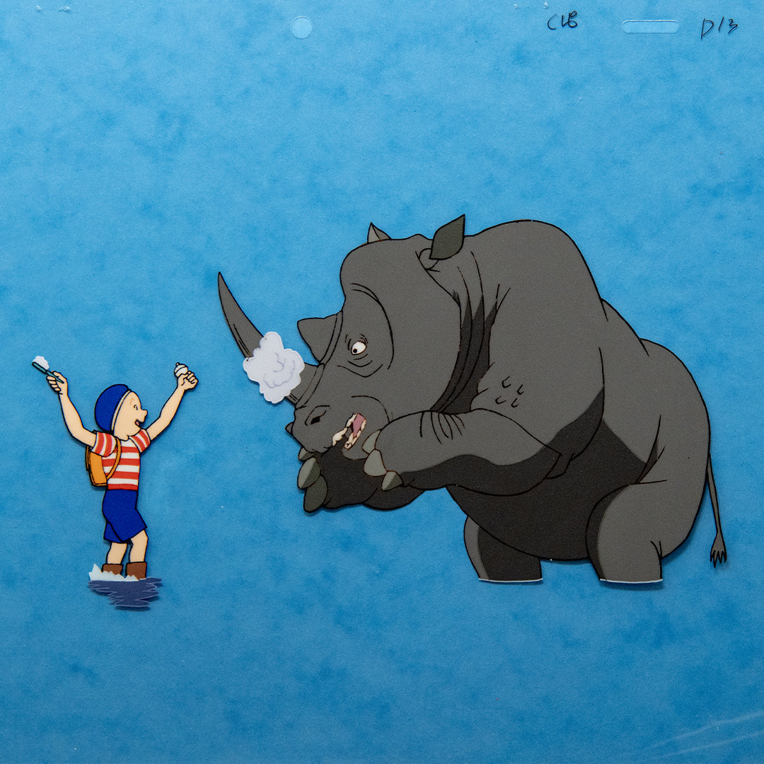 My Father’s Dragon 1997 Elmer and rhinoceros original production cel with matching dougas