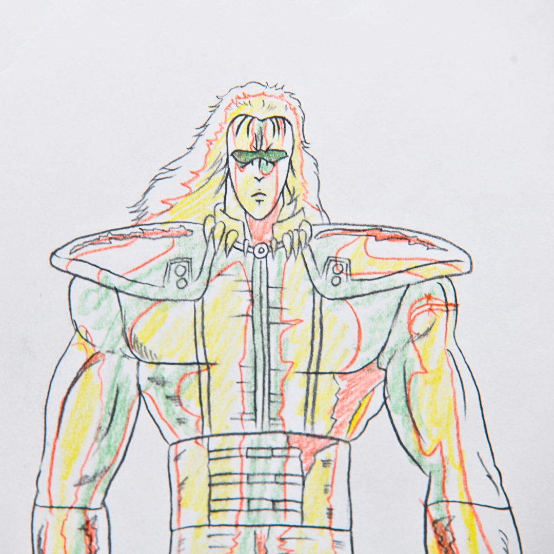 Own a rare, large-format Rei cel from Fist of the North Star with matching douga and original background. A masterpiece for discerning anime collectors. 