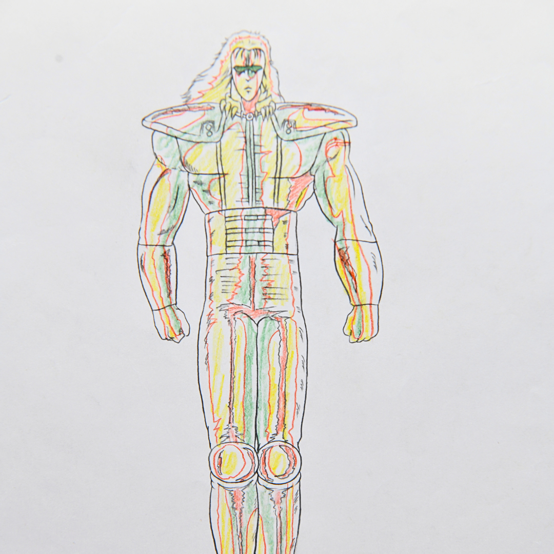 Own a rare, large-format Rei cel from Fist of the North Star with matching douga and original background. A masterpiece for discerning anime collectors. 