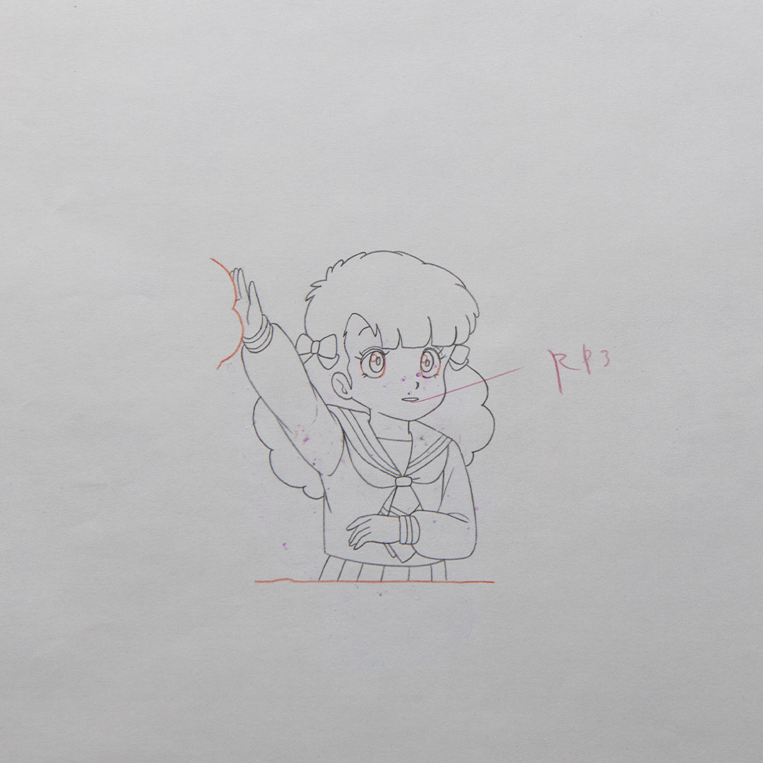 Gu-Gu Ganmo – Ayumi Ichigaya at School – original animation production artwork – detail 4