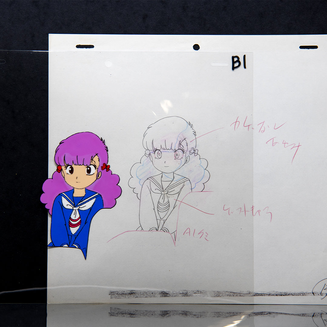 Gu-Gu Ganmo – Ayumi Ichigaya at School – original animation production artwork – detail 2