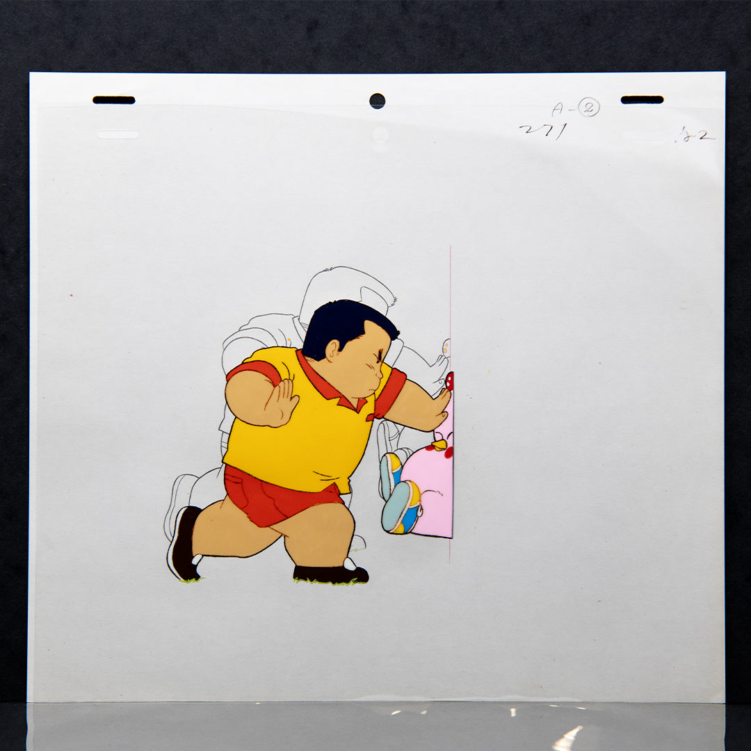 Gu-GU Ganmo - Toshimitsu pushing Ganmo - Original Production Cel Anime + Douga Stuck