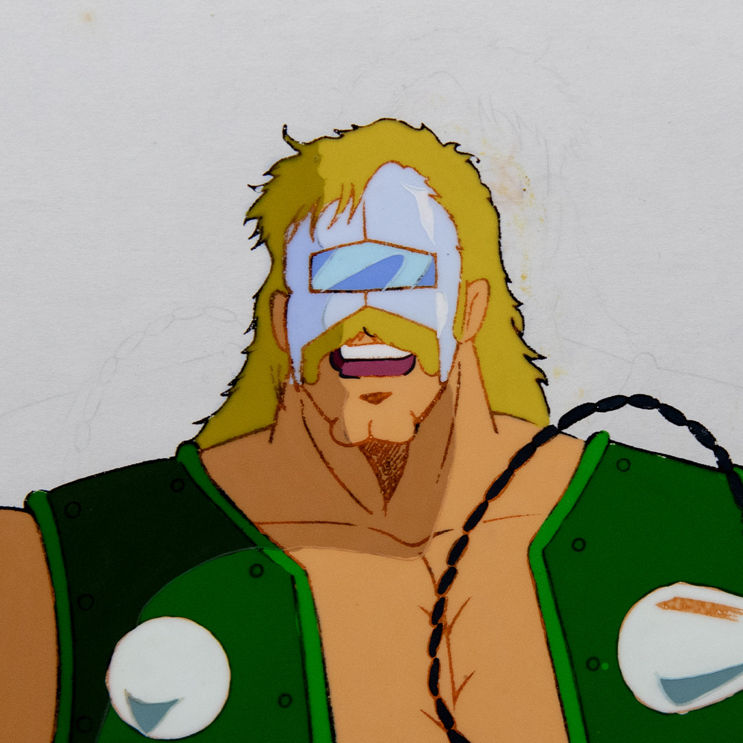 Kinnikuman - Mr MuscleMan - NeptuneMan Holding RamenMan braid - Production Cel + Douga Stuck