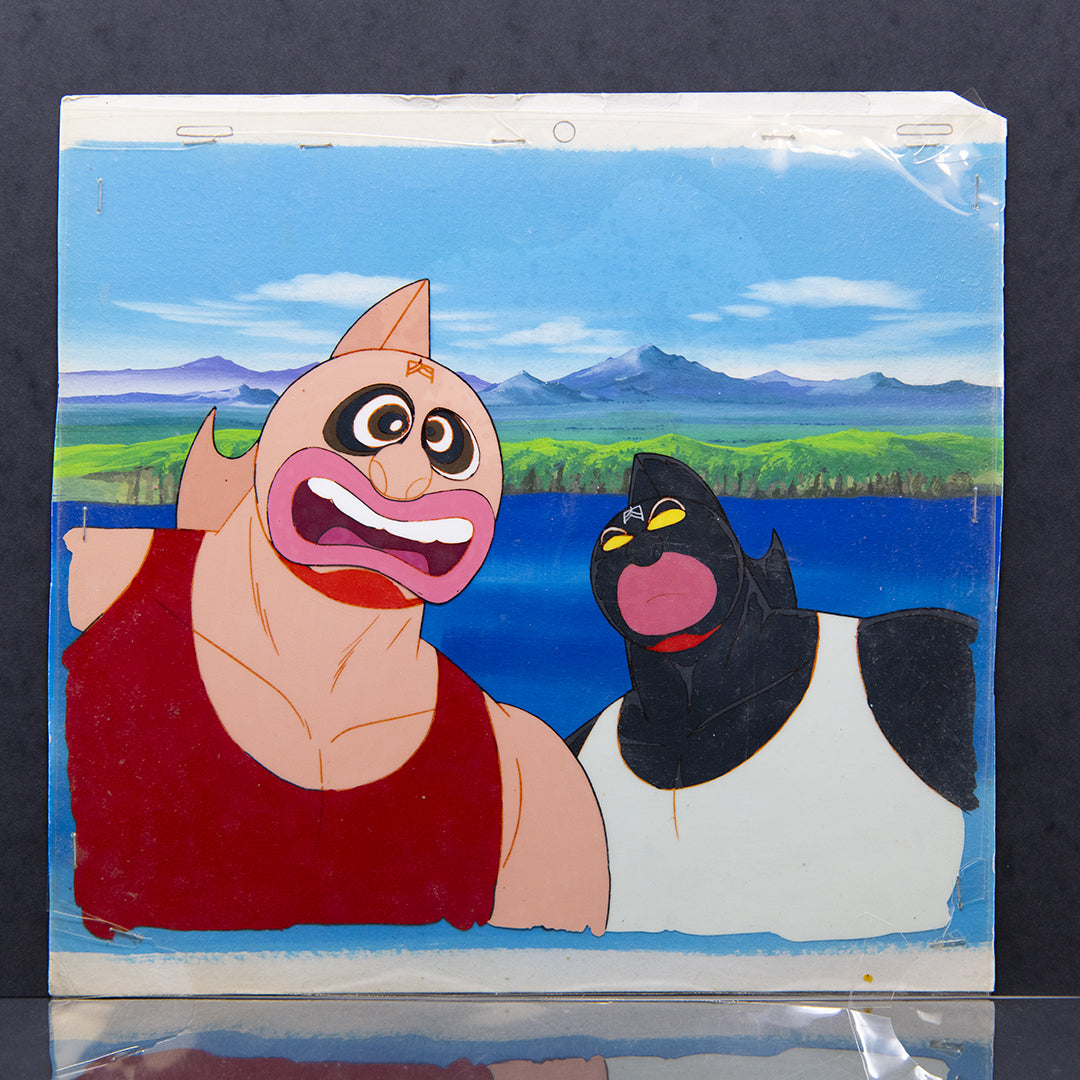 Kinnikuman aka Muscle Man - KNK & PrinceKamehame - Original Production Cel Anime w/ Background