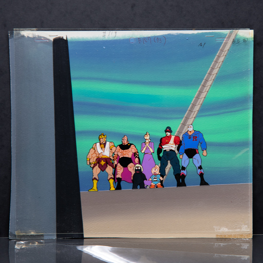 Kinnikuman aka Muscle Man - Group of Fighters- Original Production Cel Anime + Background