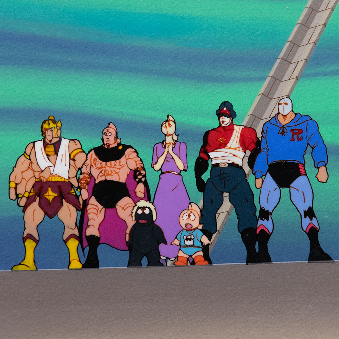 Kinnikuman aka Muscle Man - Group of Fighters- Original Production Cel Anime + Background