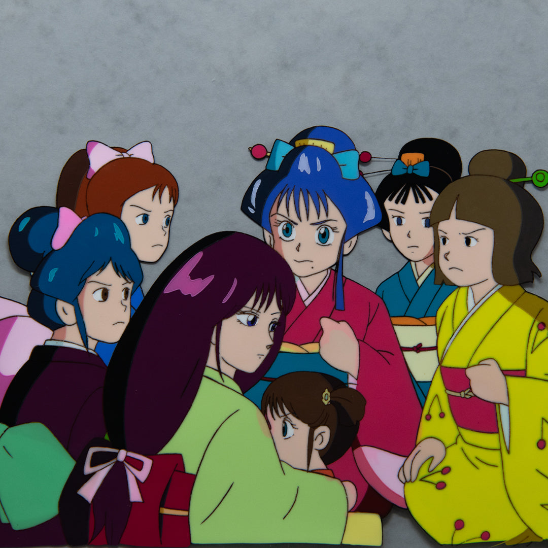 Norakuro - Rika meeting a group of women - Original Production Cel Anime + Douga