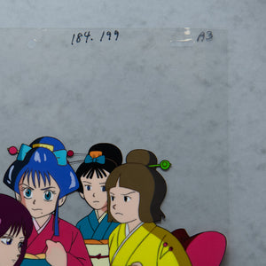 Norakuro - Rika meeting a group of women - Original Production Cel Anime + Douga