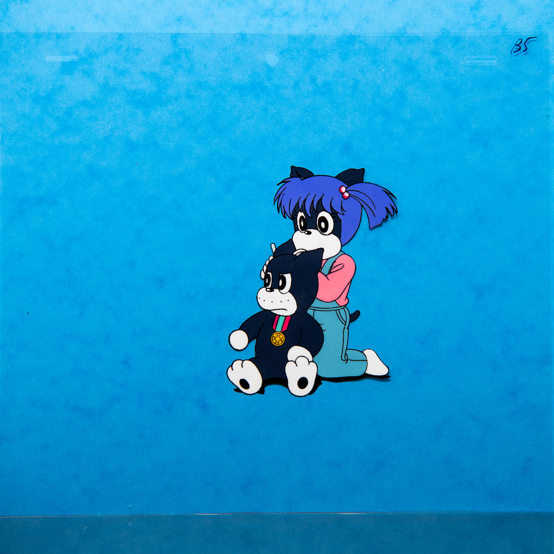 Norakuro- Norakuro kun & Rika with Dog face - Original Production Cel + Douga Anime