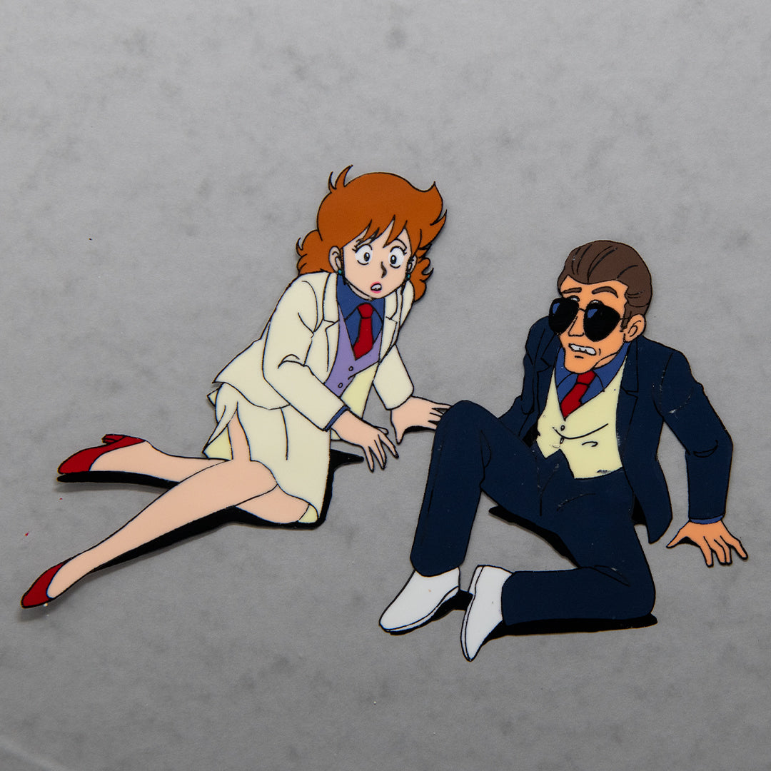 Norakuro – Couple on the Ground – original animation production artwork