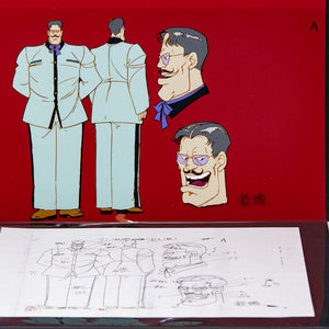 Sakigake!! Otokojuku - Vice Prinicipal - Large Original Production Cel + Copy Character sheet