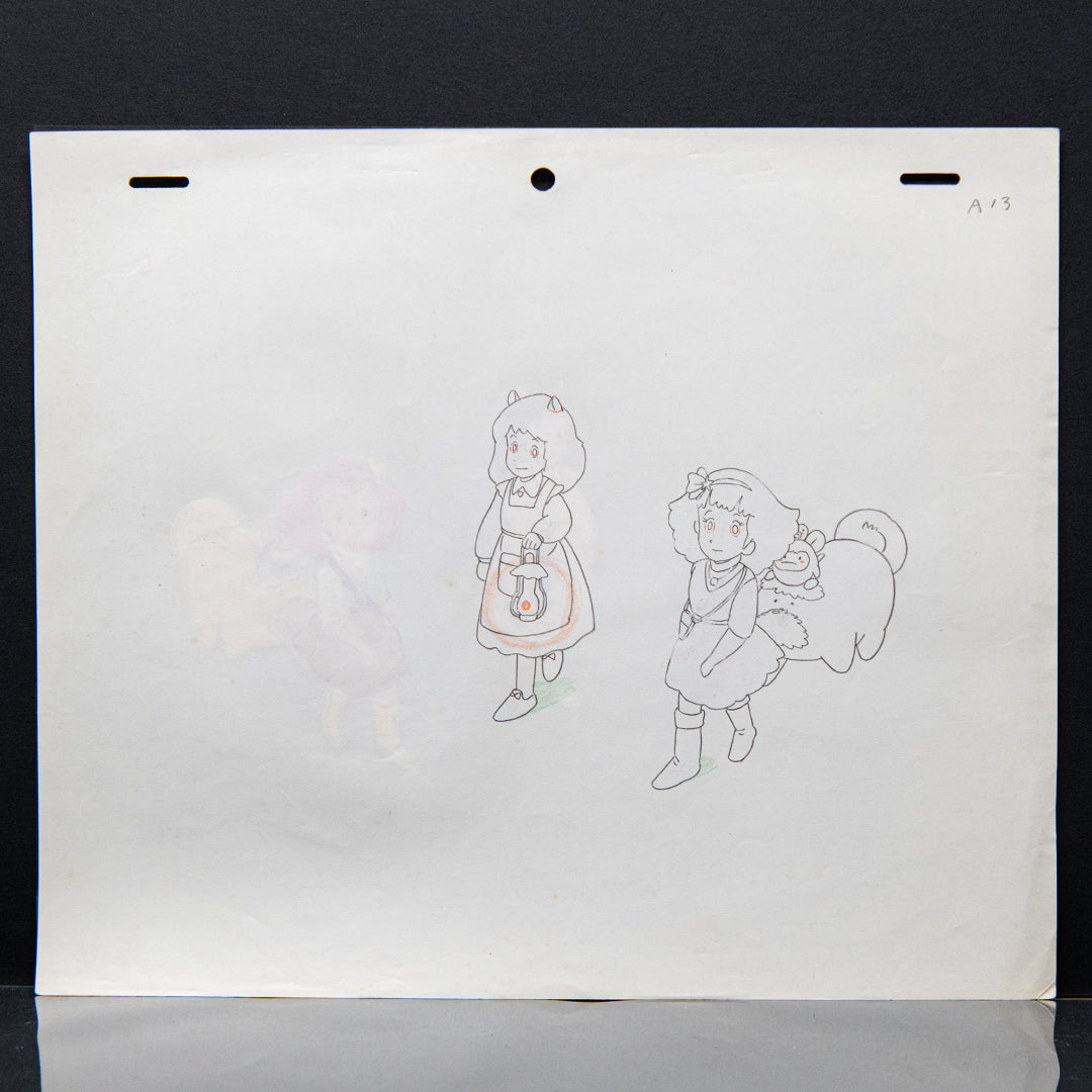 Magical Princess Minky Momo – Gigi Walking with Friends – original animation production artwork – detail 5