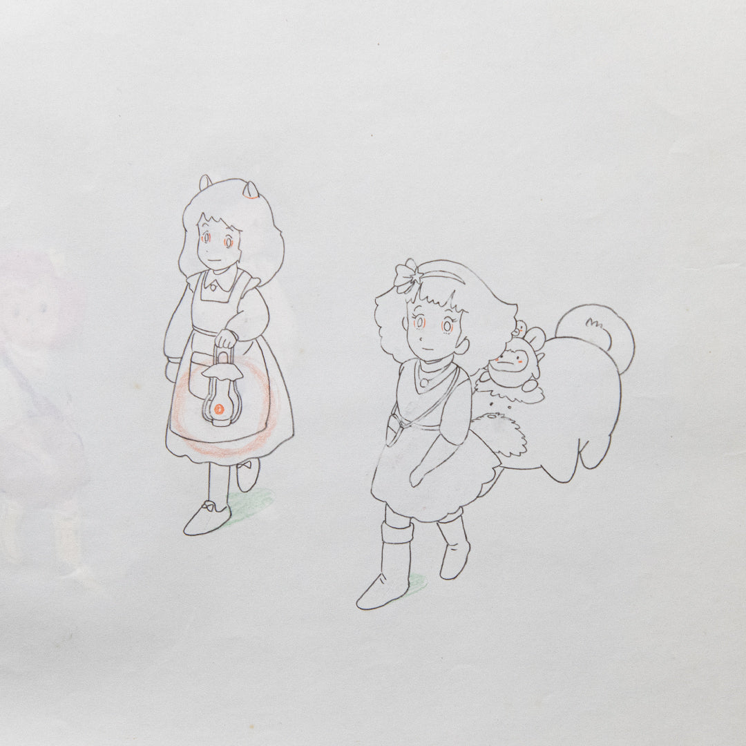 Magical Princess Minky Momo – Gigi Walking with Friends – original animation production artwork – detail 6