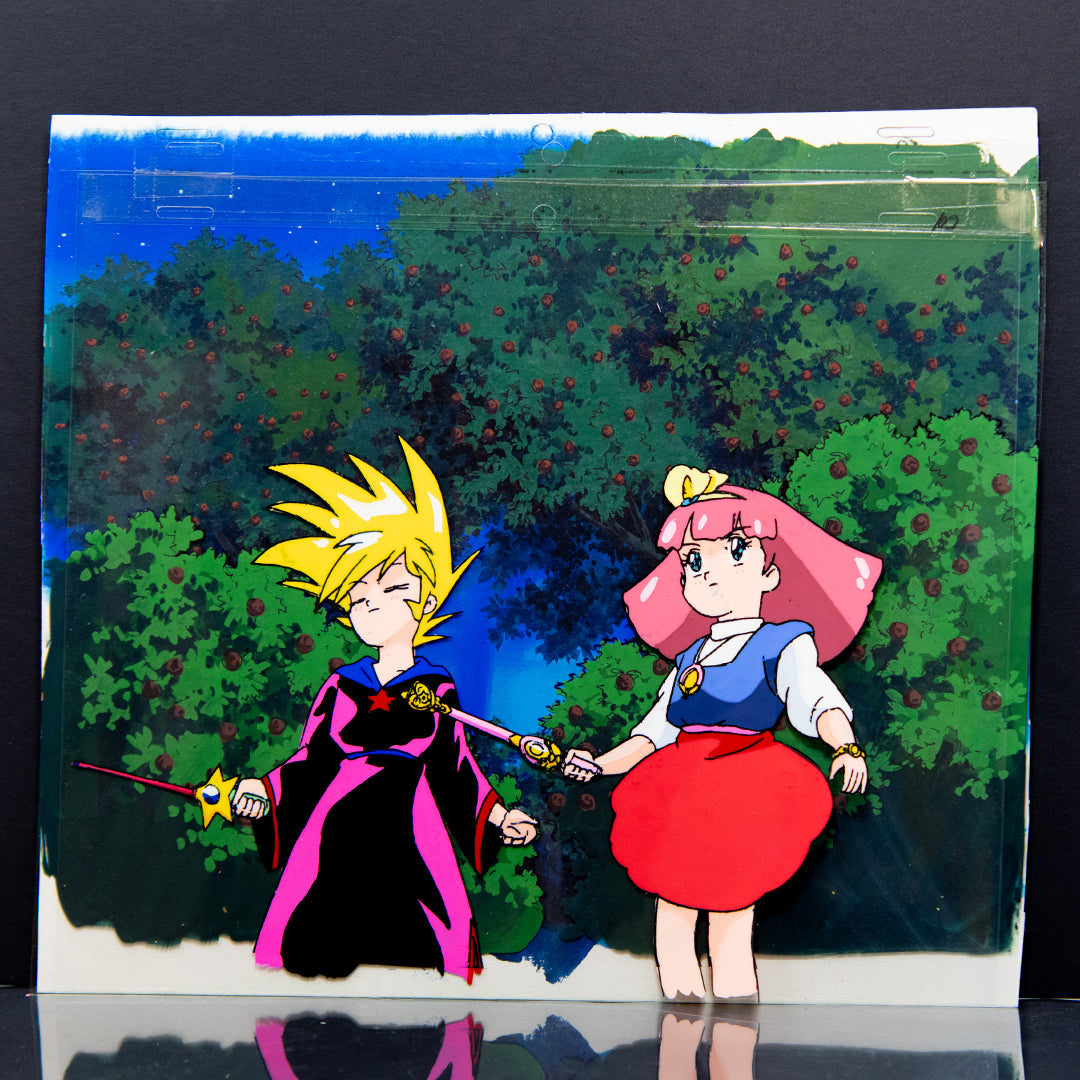 Magical Princess Minky Momo – Gigi with Wand and Magician – original animation production artwork – detail 2