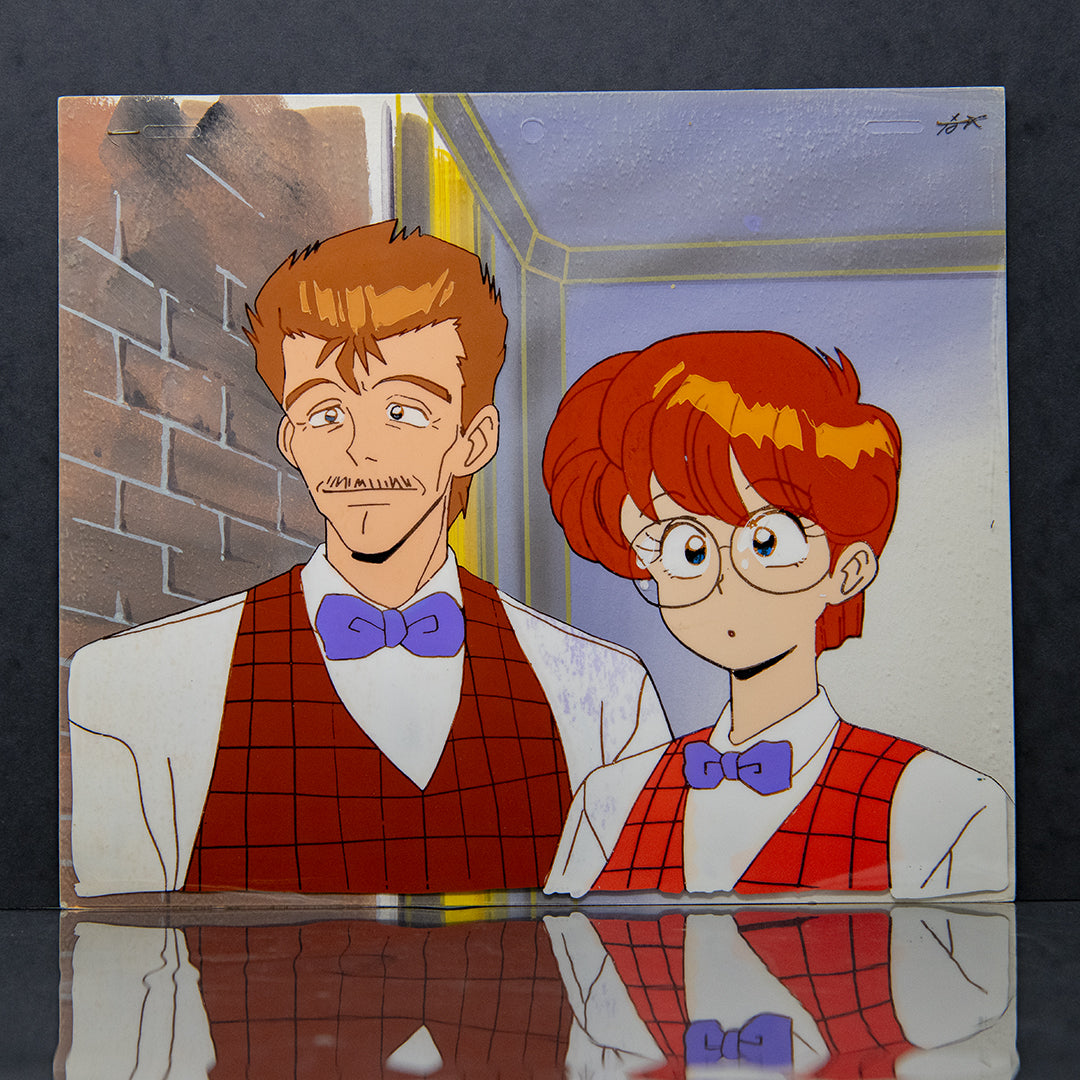 Magical Princess Minky Momo - Gigi's parents - Takeshi Shudo - Original Hand Painted Cel + background