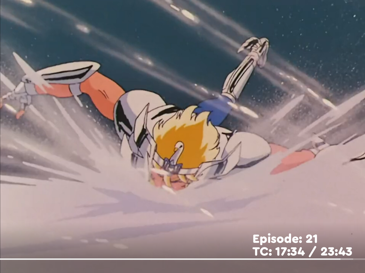Saint Seiya – Hyoga Hitting the Ground – original animation production artwork – detail 2