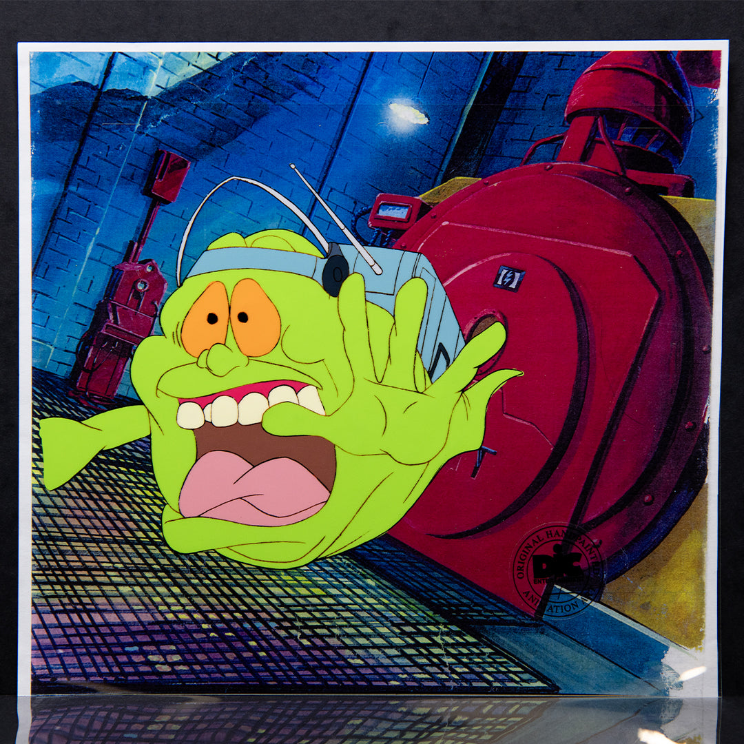 The Real Ghostbusters - Slimer - Original Production Cel Anime - on printed Background