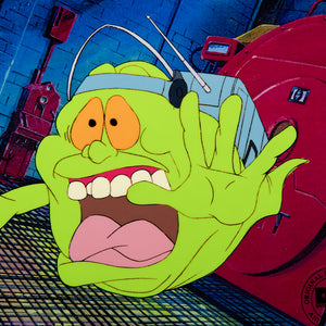 The Real Ghostbusters - Slimer - Original Production Cel Anime - on printed Background