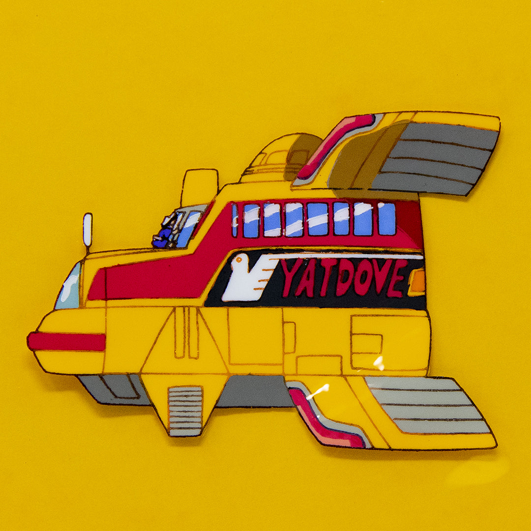 YAT Untroubled Space Tours – Spaceship YATDOVE – original animation production artwork