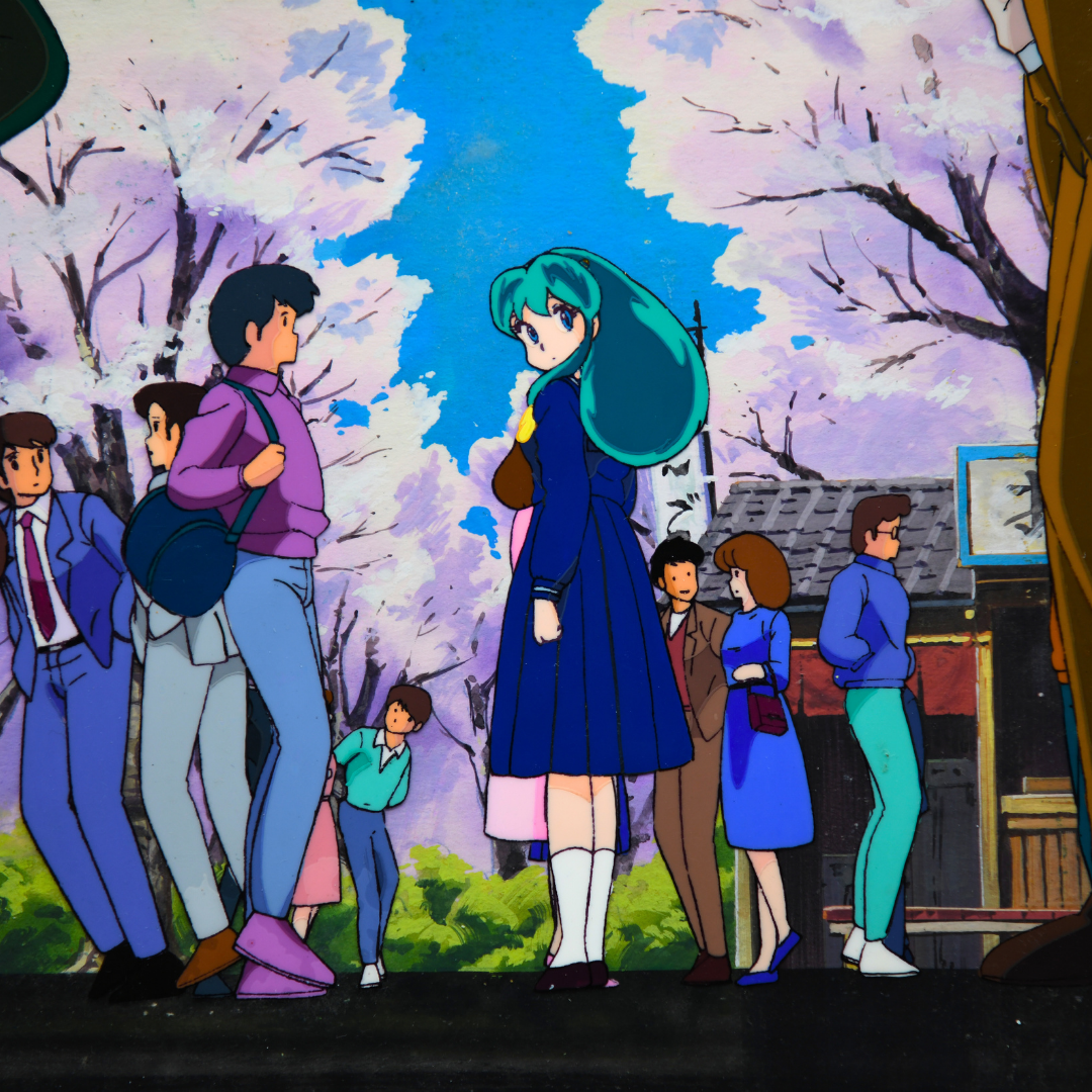 Urusei Yatsura Lum original production cel and hand-painted background