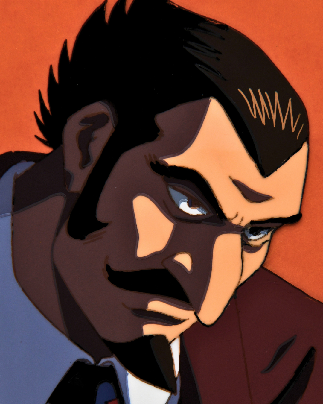Chairman Brane face detail on original Black Jack: The Movie production cel