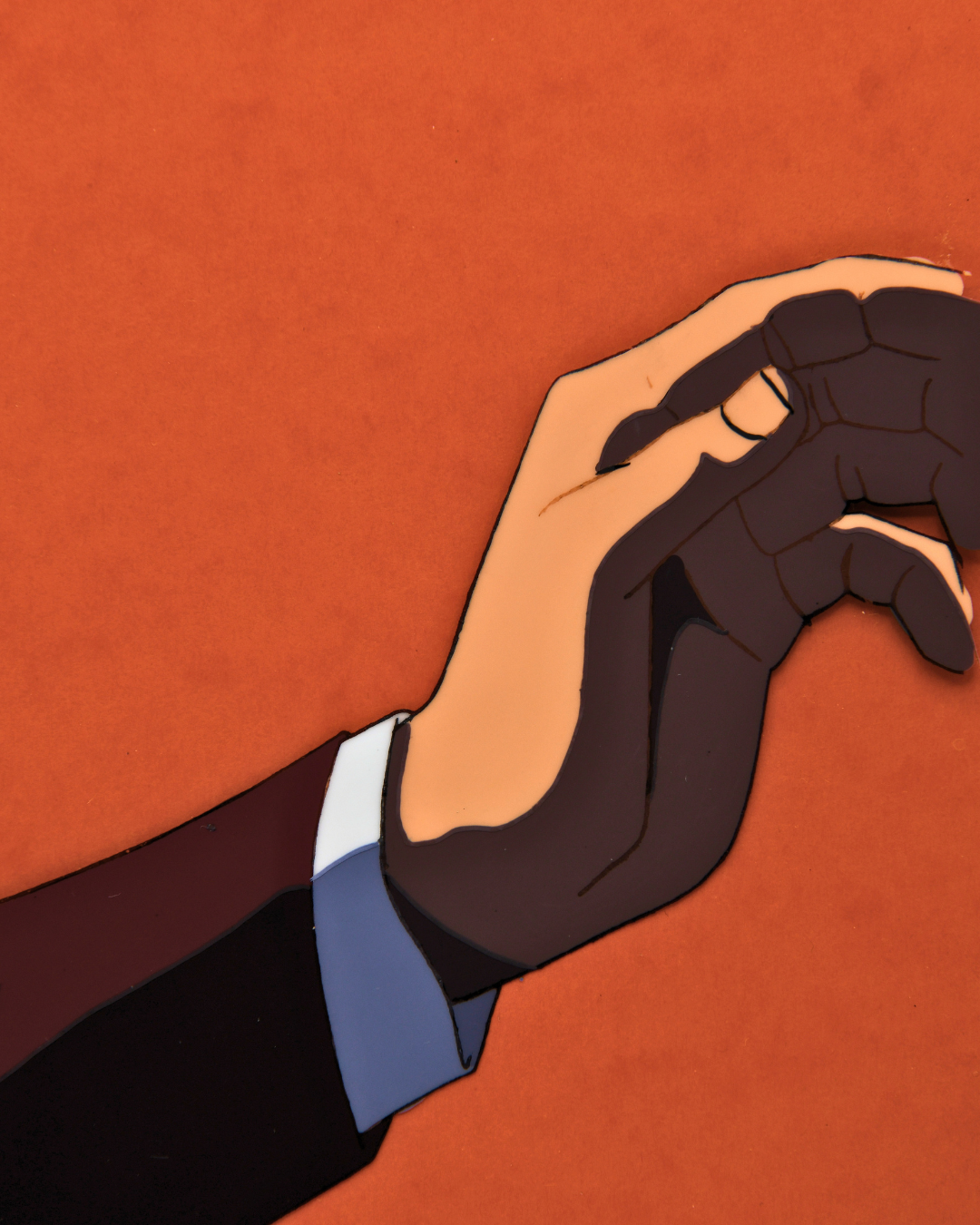 Chairman Brane hand detail on original Black Jack: The Movie production cel