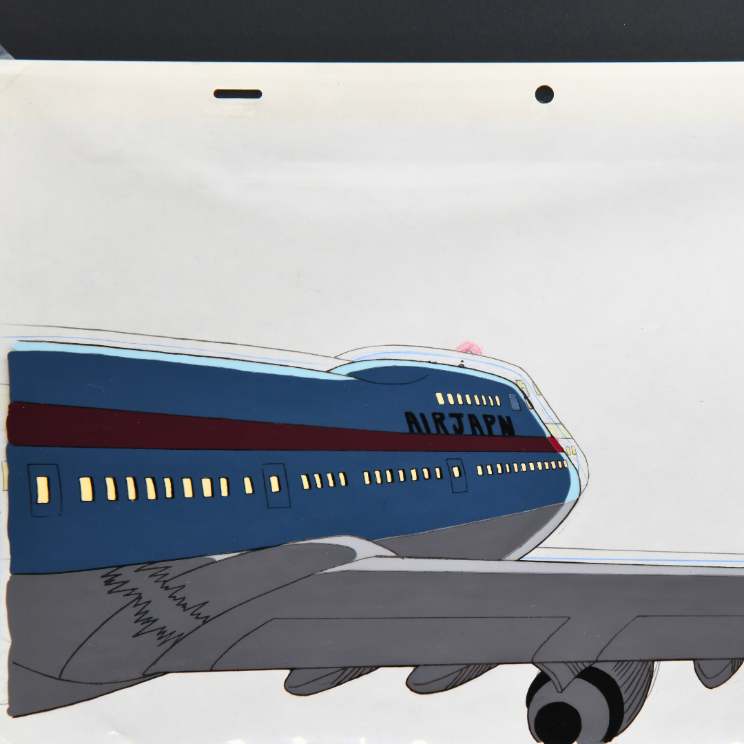 Close-up of Air Japan airplane production cel from Black Jack: The Movie