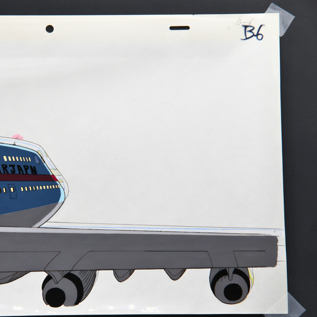 B6 production marking on large format Air Japan airplane cel from Black Jack: The Movie