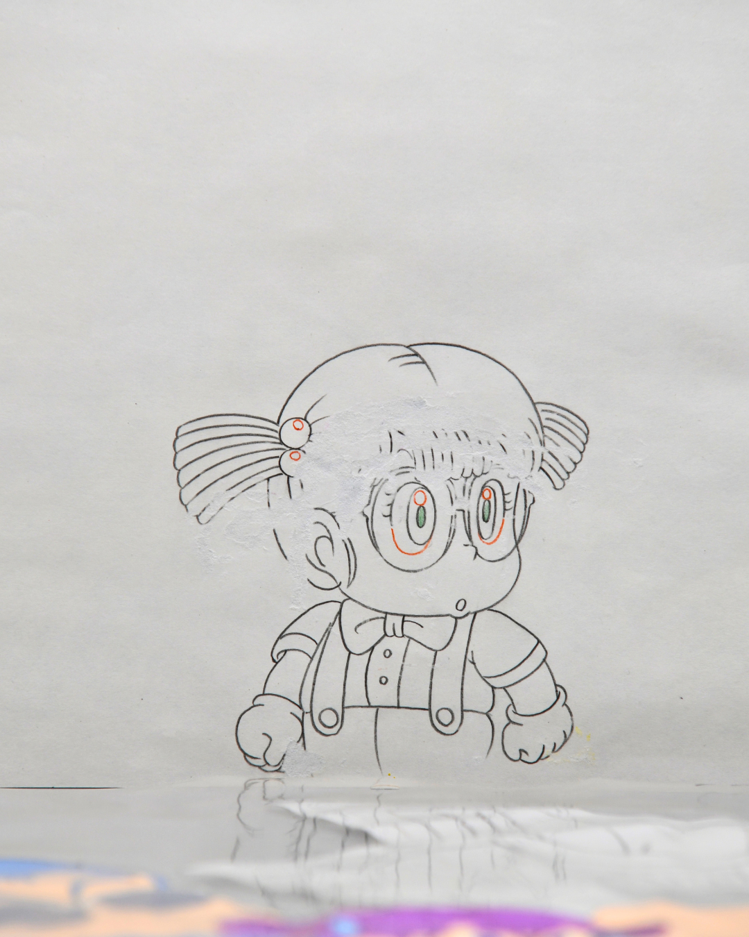 Arale Norimaki matching production douga close-up from Dr. Slump