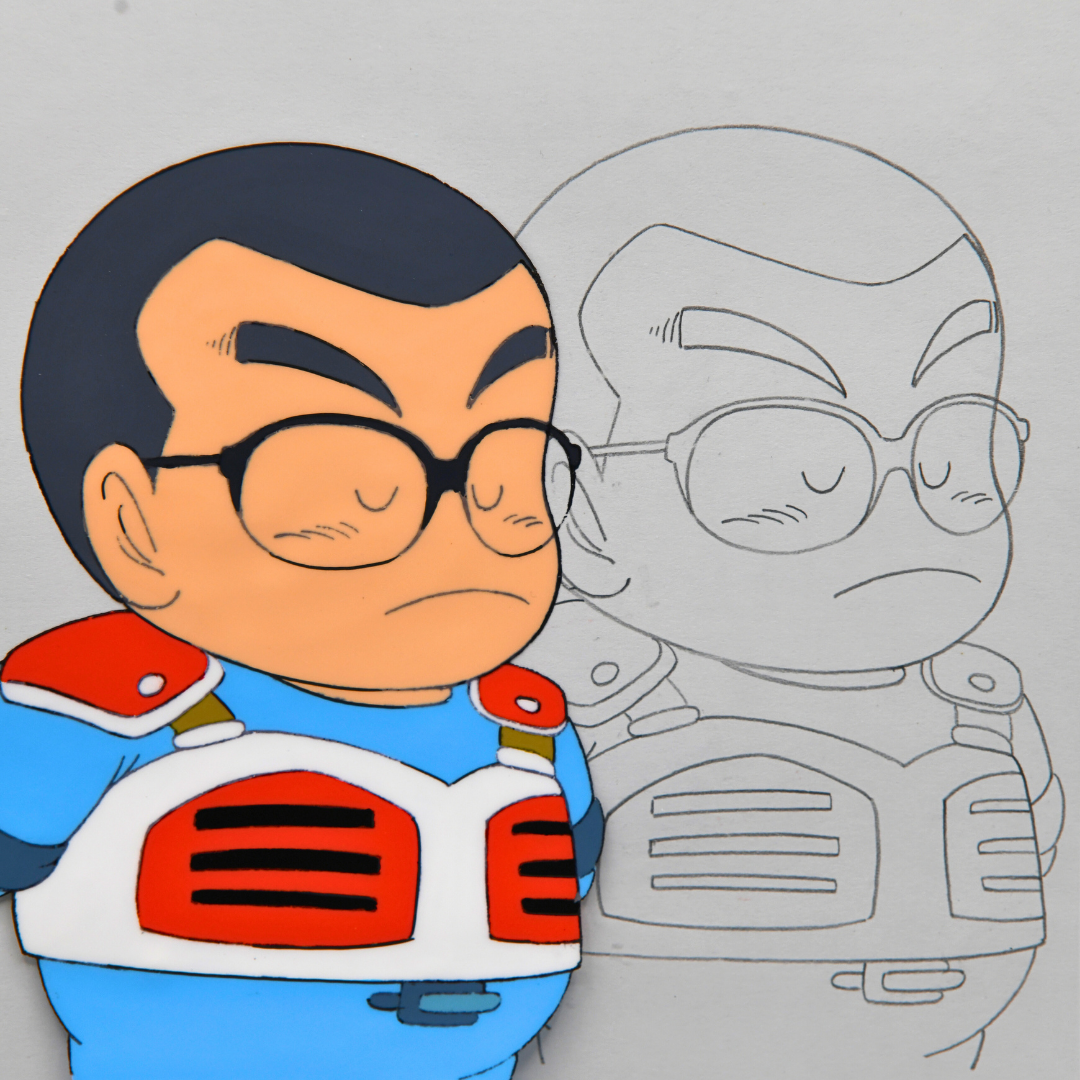 Close-up of Charmy Yamada cel and matching douga from Dr. Slump