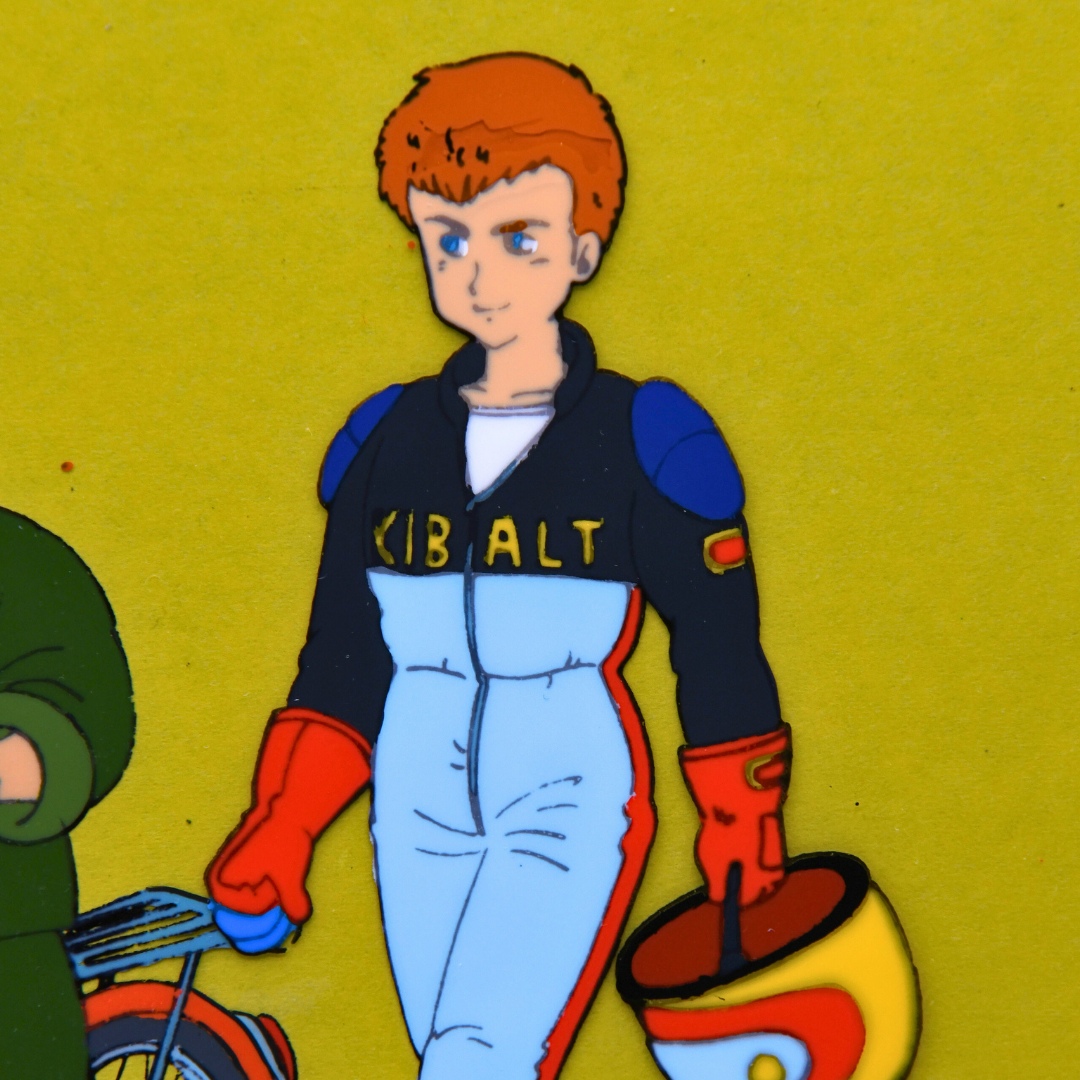 Close-up of Dertze Kibalt in original Dr. Slump hand-painted production cel