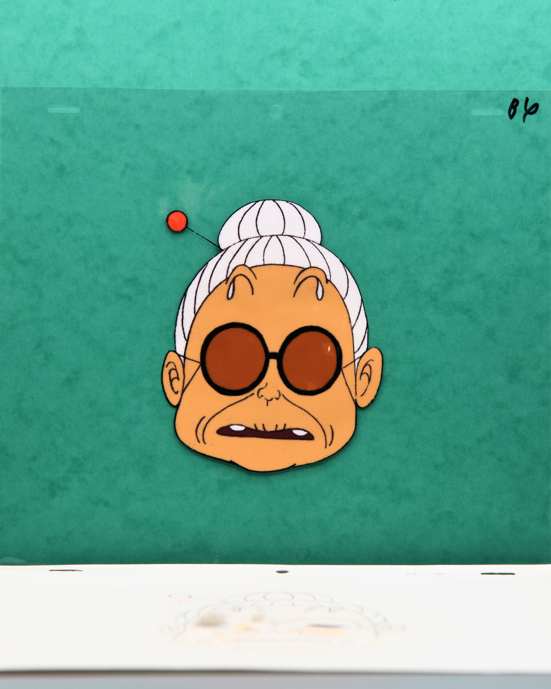 Dr. Slump Oma floating head original production cel with matching douga