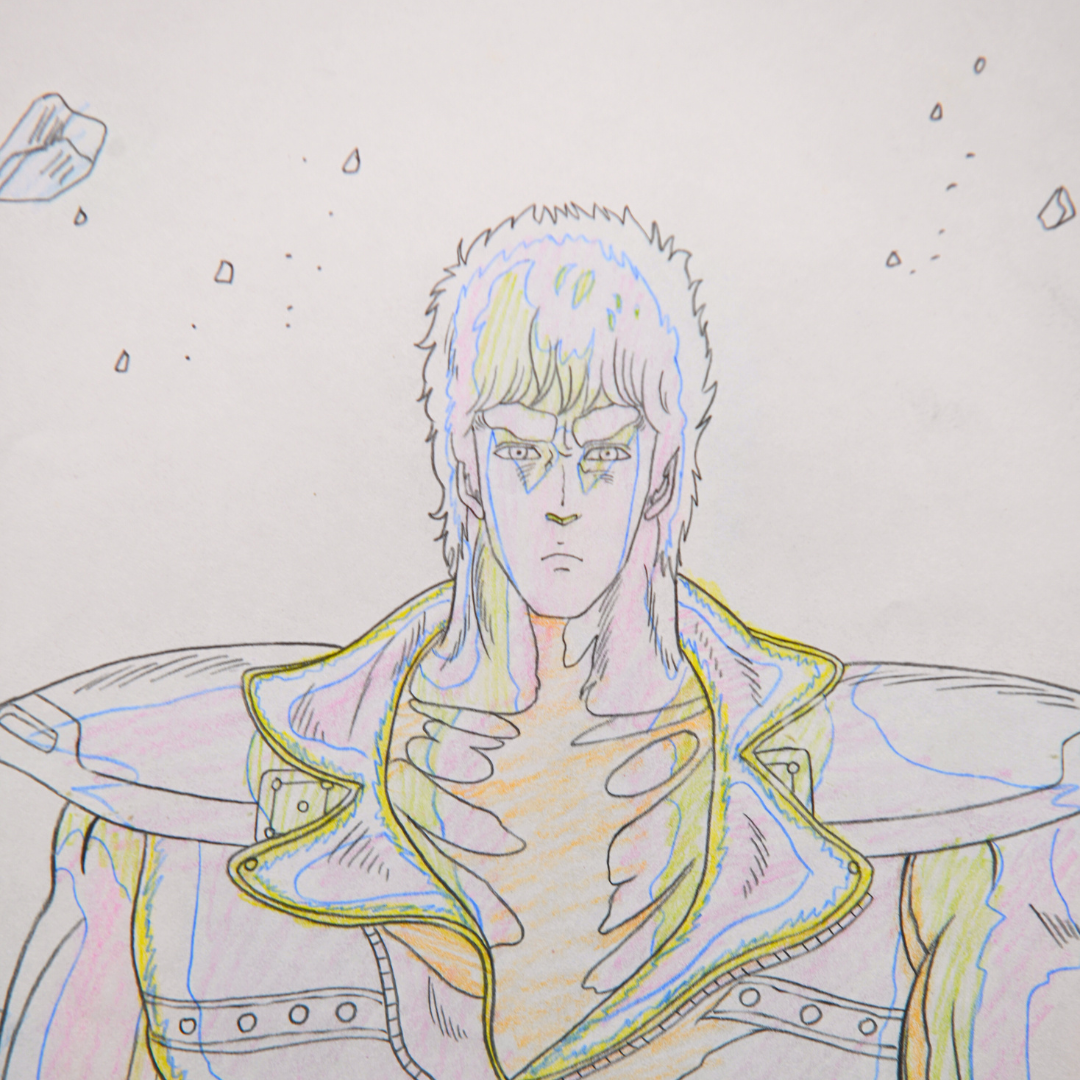 Close-up of Kenshiro matching douga, Fist of the North Star The Movie 1986