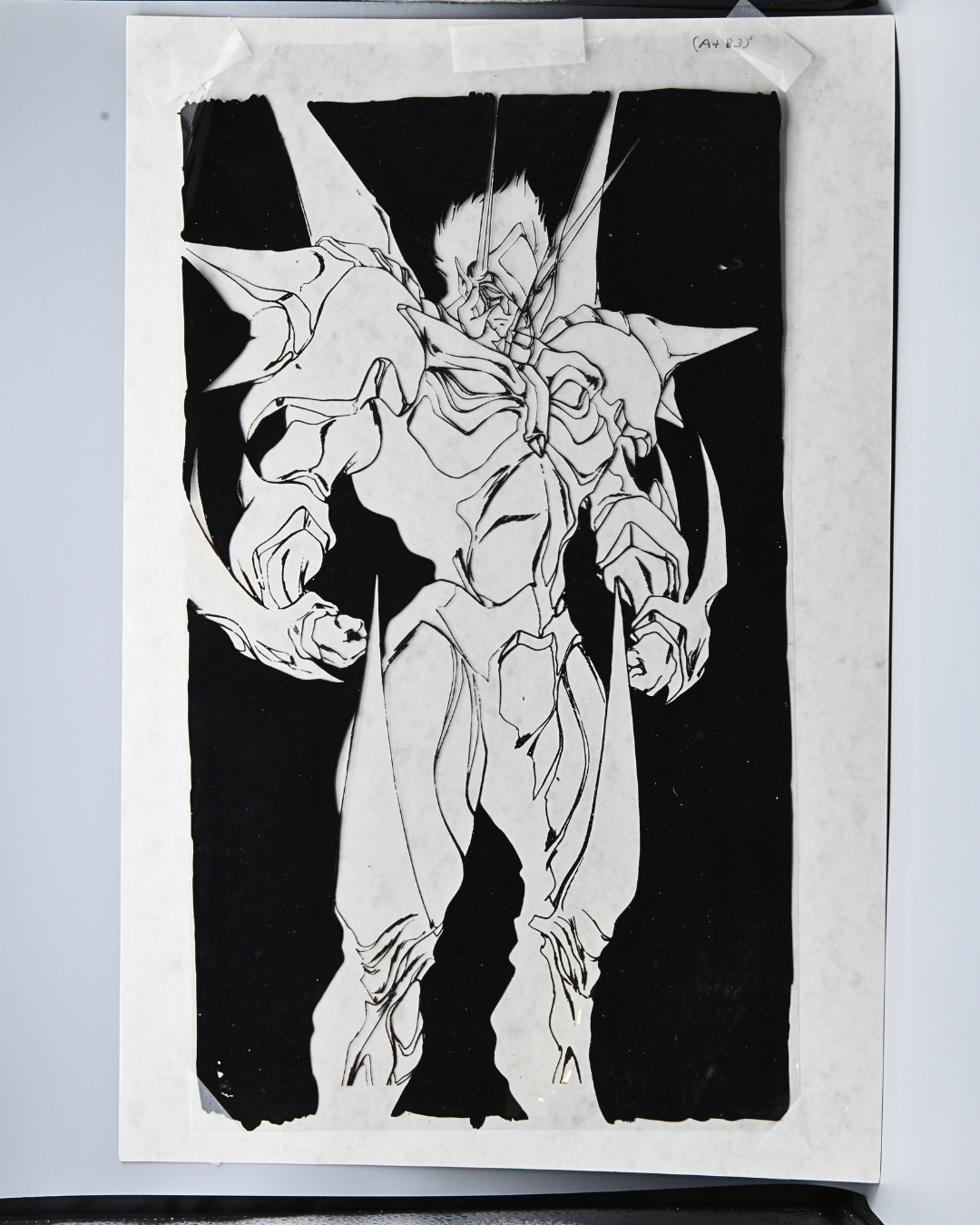 Guy Youma Kakusei 1988 original extra large vertical production cel with armored monster design
