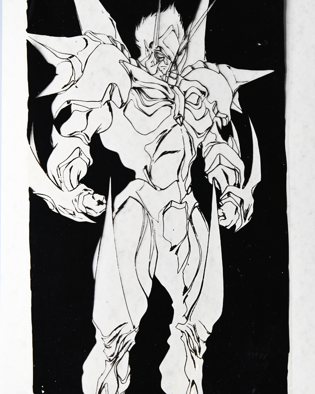 Detail of original Guy Youma Kakusei production cel showing armored creature design