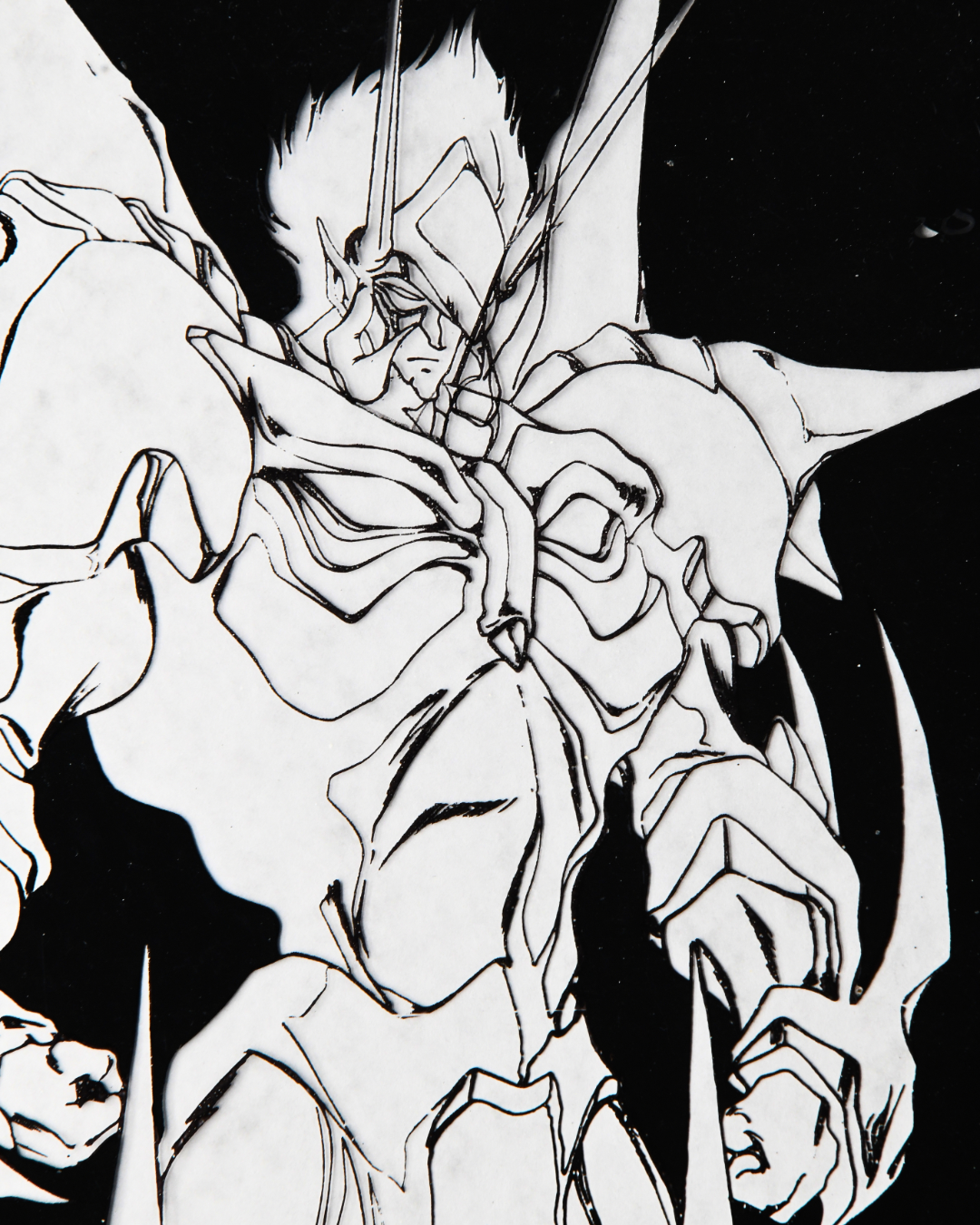 Close-up detail of armored monster from Guy Youma Kakusei original production cel