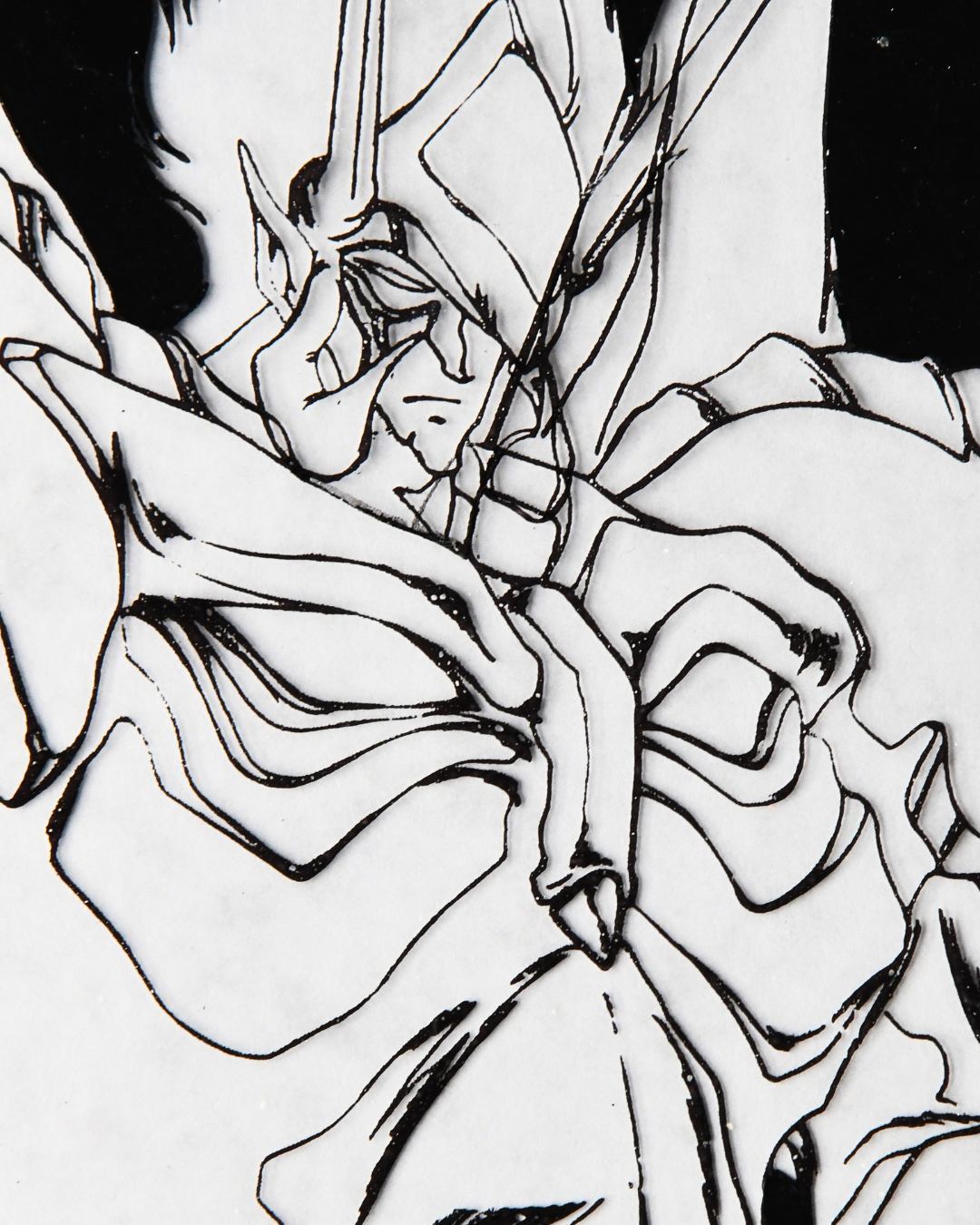Extreme close-up of Guy Youma Kakusei armored monster original animation cel