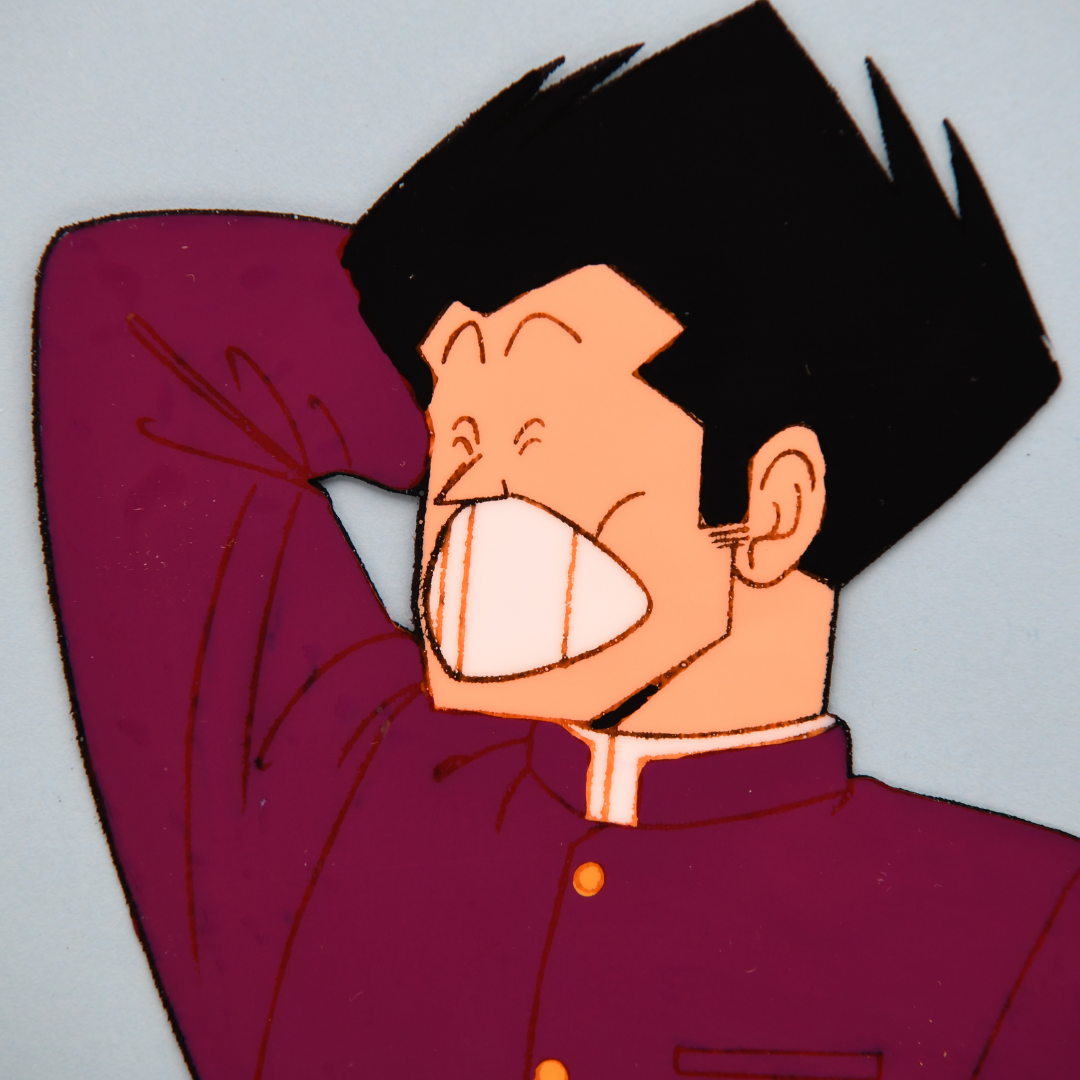 Kiyoshi Shusse close-up detail from an original High School! Kimengumi production cel