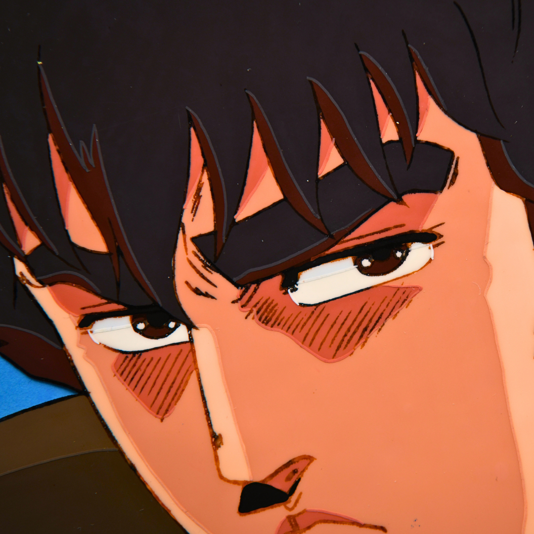 Kenshiro original Hokuto no Ken production cel facial close-up detail