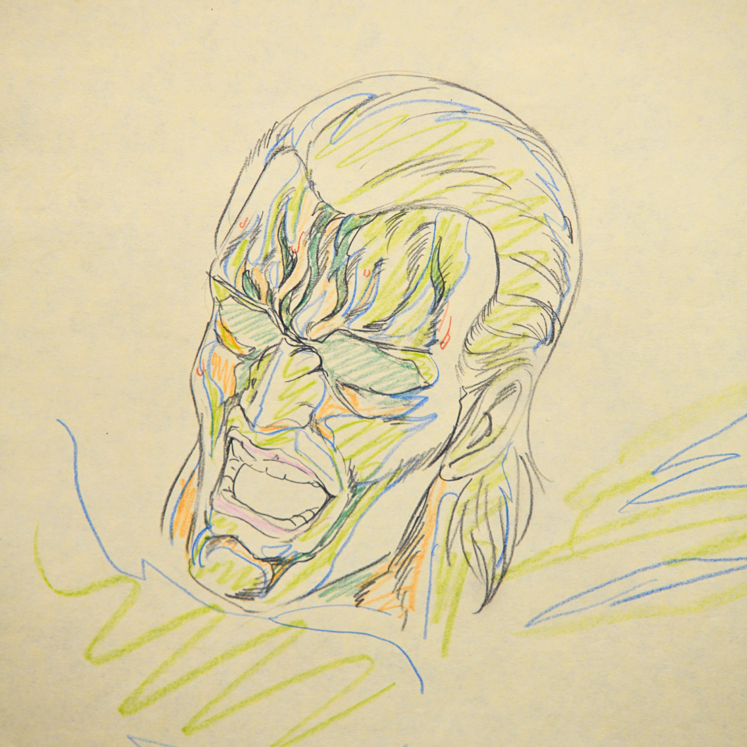 Jakoh original Masami Suda genga key animation drawing from Fist of the North Star 2, featured close-up
