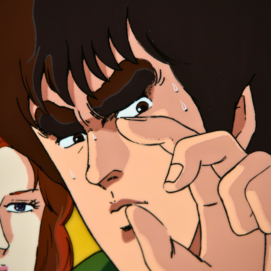 Close-up of Kenshiro from original Fist of the North Star episode 5 production cel
