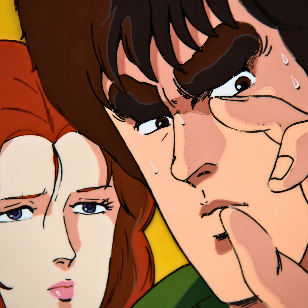 Kenshiro and Yuria detail from original Hokuto no Ken episode 5 production cel
