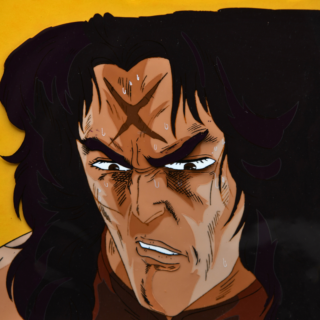 Face detail of Hyoh original production cel from Hokuto no Ken episode 152